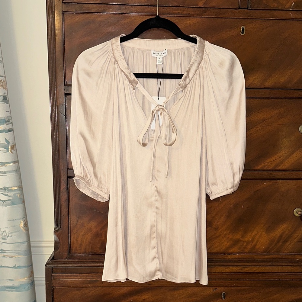 Current Air Beige Tie-Front Blouse